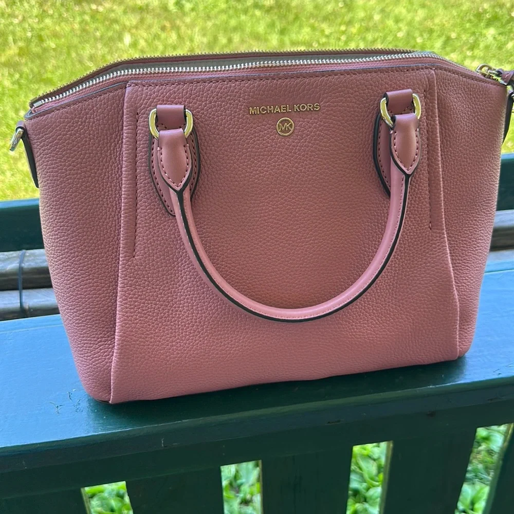 New with tags Michael Kors medium Sienna leather satchel in color Rose. - Picture 1 of 6